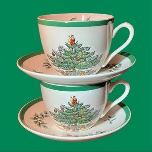 ❌SOLD❌ TWO (2) Spode Christmas Tree Cup & Saucer Vintage